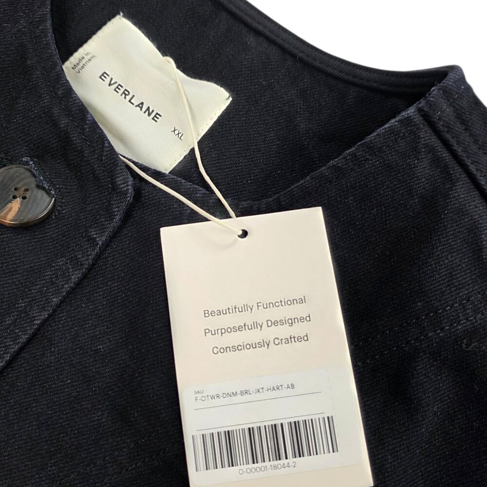 Everlane Dark Navy Round-Neck Button Bomber Jacket - Picture 6 of 12